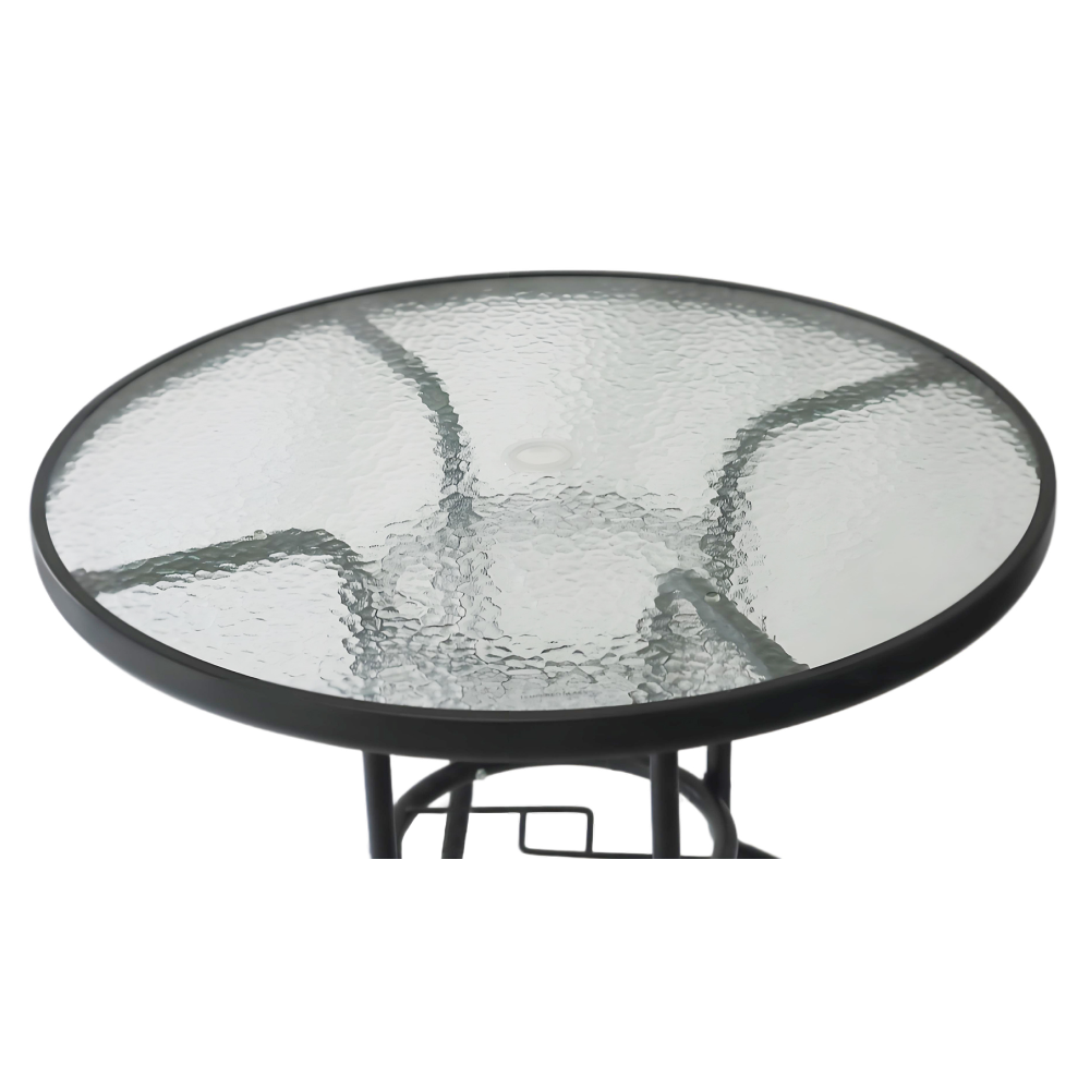 Jedálenský stôl, čierna oceľ/tvrdené sklo, BORGEN NEW TYP 2